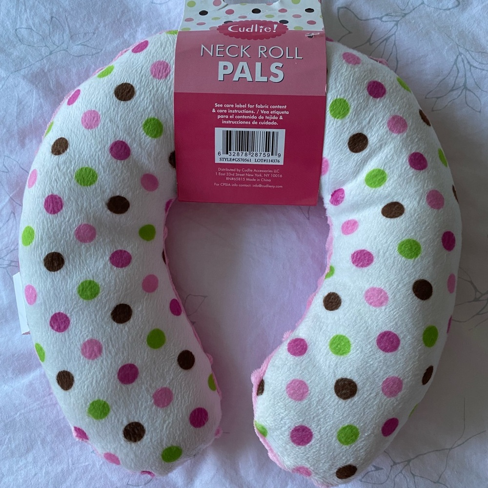 Kids Neck Roll Pillow - Pink, Green, and Brown